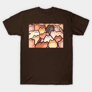 Cute Clowder of Brown Cats and Kitten stacked T-Shirt